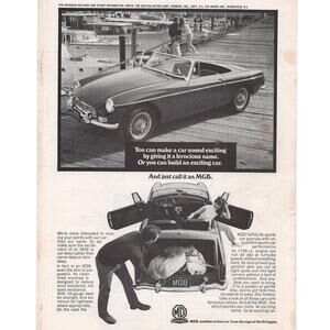 Austin Healey MGB Sports Car Magazine Advertisement 1967 Vtg British Automobile
